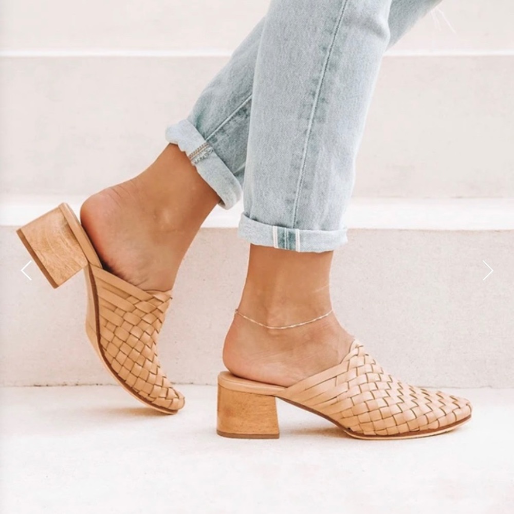 Liberté Bondi Woven Mule Tan Leather Heel Slide 39